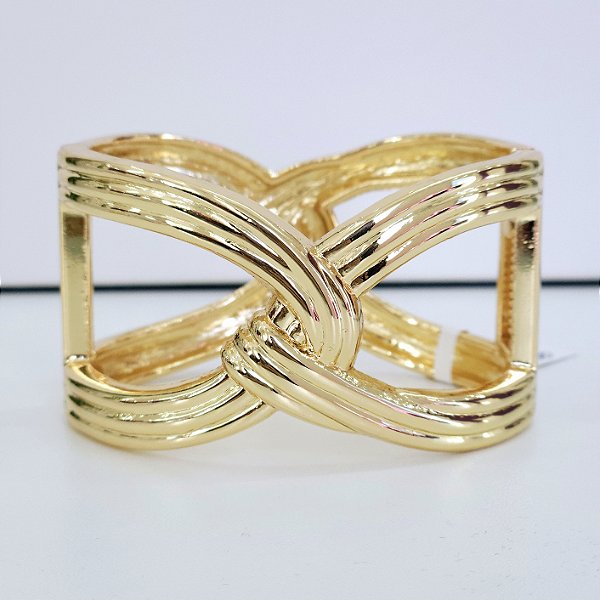 BRACELETE DOURADO LARGO VAZADO X