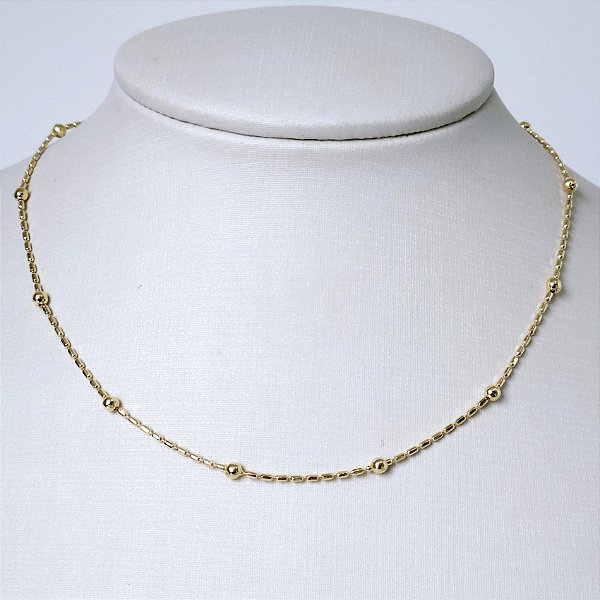 CHOCKER DOURADO COM ESFERAS ESPAÇADAS