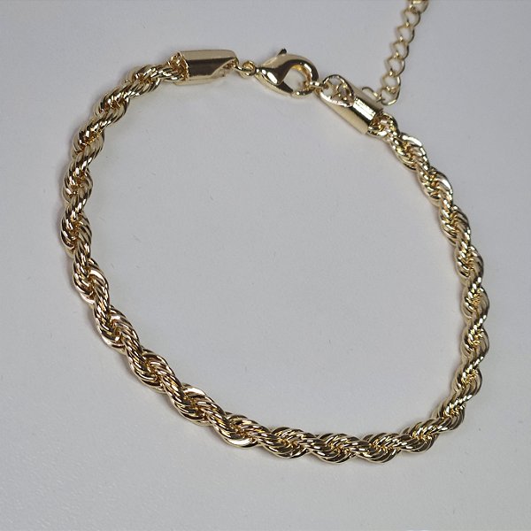PULSEIRA CORDÃO BAIANO DOURADA FINA -16,5CM COM EXTENSOR DE 5 CM