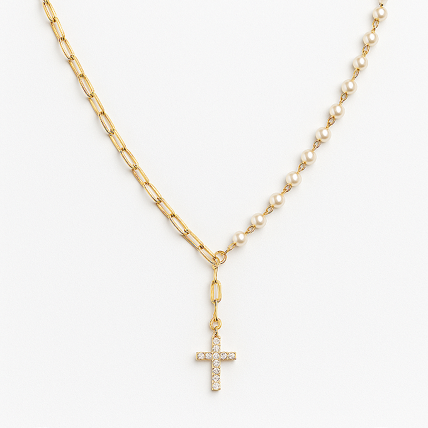 CHOCKER DOURADA MODELO ROZÁRIO DE UM LADO ESFERAS E DO OUTRO ELO CARTIER 40+5CM