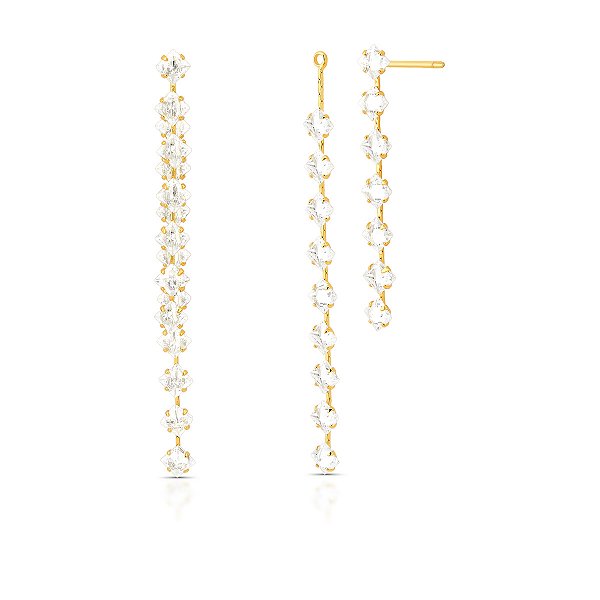 BRINCO EAR JACKET 2 EM 1 FIOS COM ZIRCÔNIAS