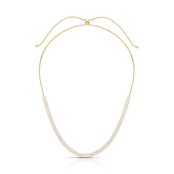 COLAR DOURADO REGULAVEL COM ZIRCÔNIAS RETANGULARES