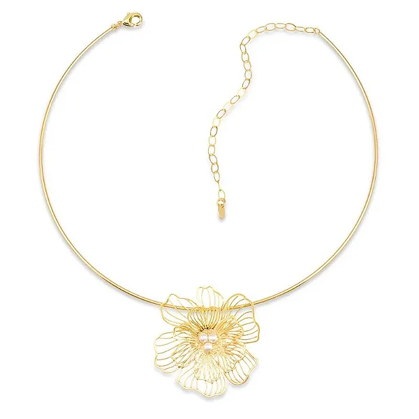 ARO DOURADO FLOR COM PÉROLA