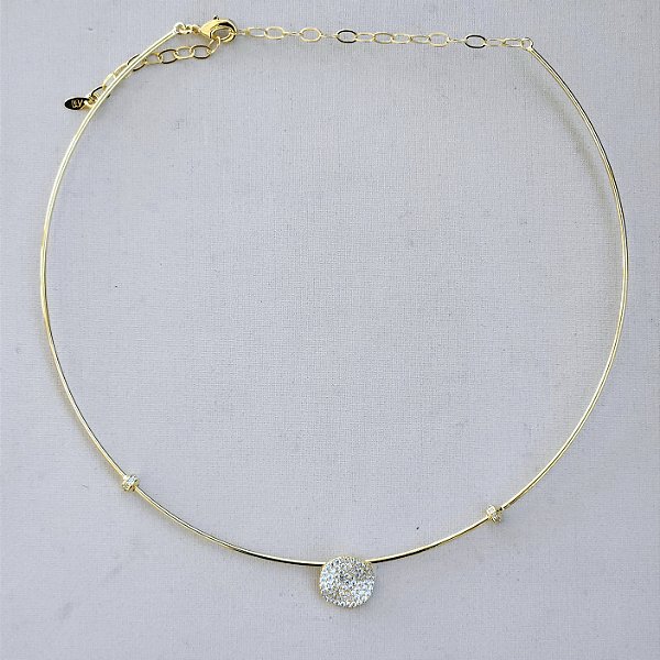 ARO DOURADO PINGENTE ORGÂNICO COM PEDRAS DE ZIRCÔNIAS BRANCAS