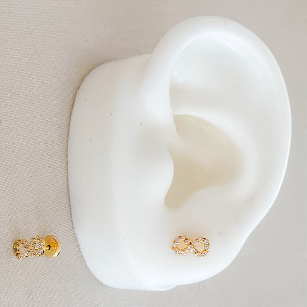 BRINCO DOURADO DO INFINITO CRAVEJADO - COM TARRACHA BABY