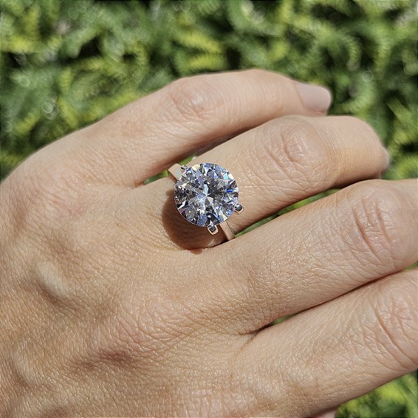 ANEL DE PRATA SOLITÁRIO DE 12MM