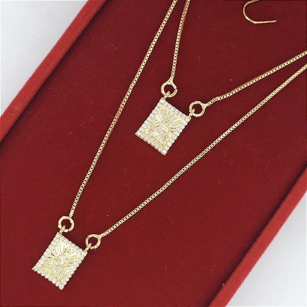 ESCAPULARIO DOURADO PEQUENO CRAVEJADO AO REDOR