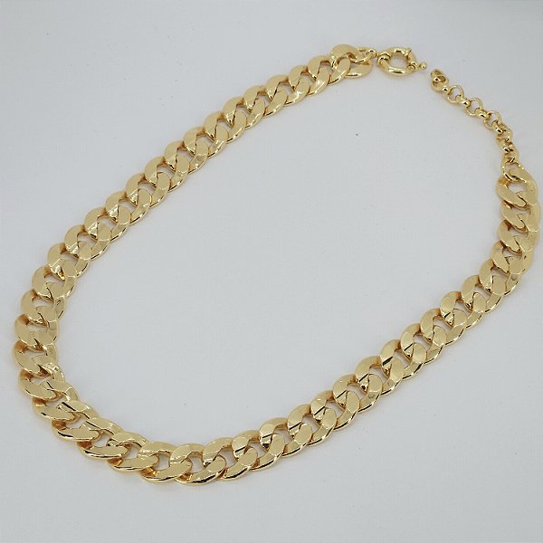 CHOKER DOURADA GROUMET COM ELOS GRANDES E FECHO BOIA