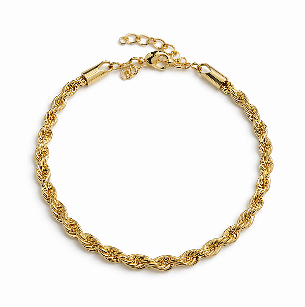 PULSEIRA CORDÃO BAIANO DOURADA -16,5CM COM EXTENSOR DE 5 CM