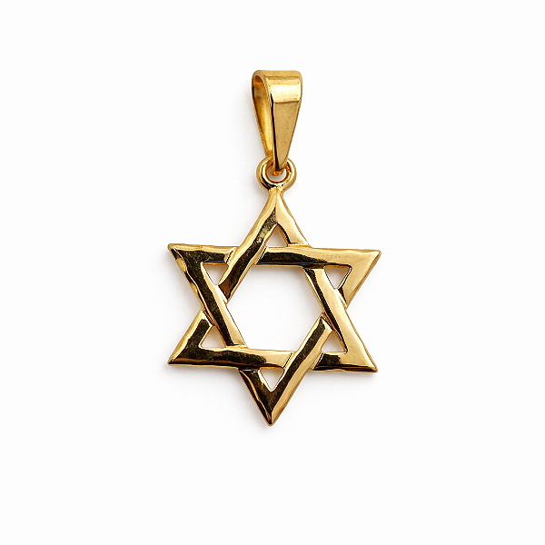 PINGENTE DOURADO ESTRELA DE 6 PONTAS MEDIO