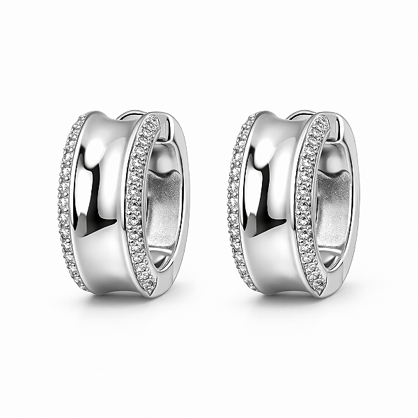 ARGOLA EM RÓDIO BRANCO CRAVEJADA NA LATERAL