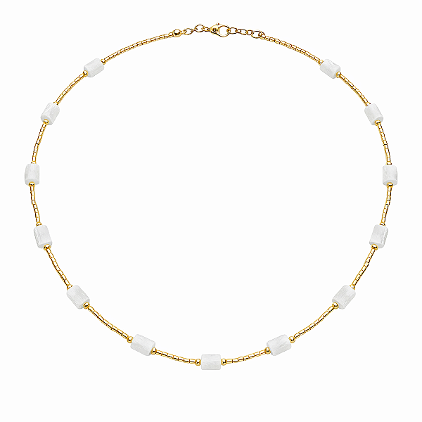 CHOCKER DOURADA ELOS TIPO CANUDINHO COM E MADREPÉROLAS ESPAÇADAS