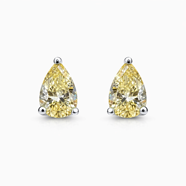 BRINCO EM RODIO BRANCO COM PEDRA GOTA AMARELA