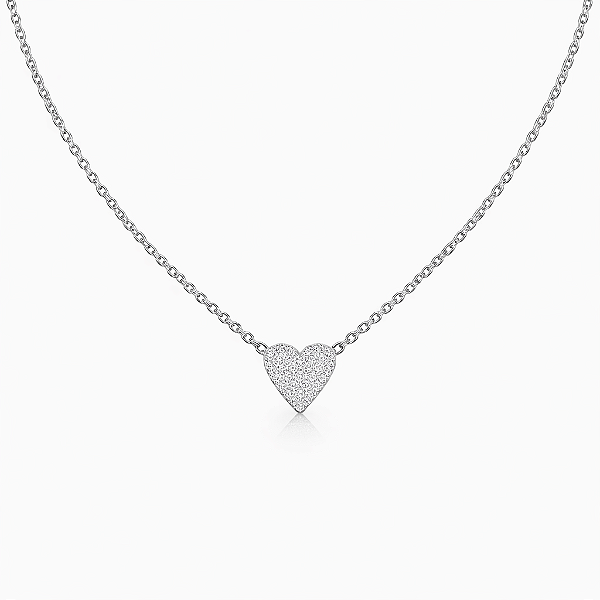 CHOCKER EM PRATA COM PINGENTE DE CORAÇÃO TODO CRAVEJADO 40+5CM