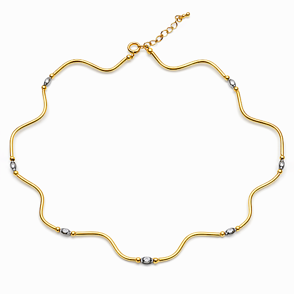 CHOCKER DOURADA ONDULADA COM PEDRAS INTERCALANDO