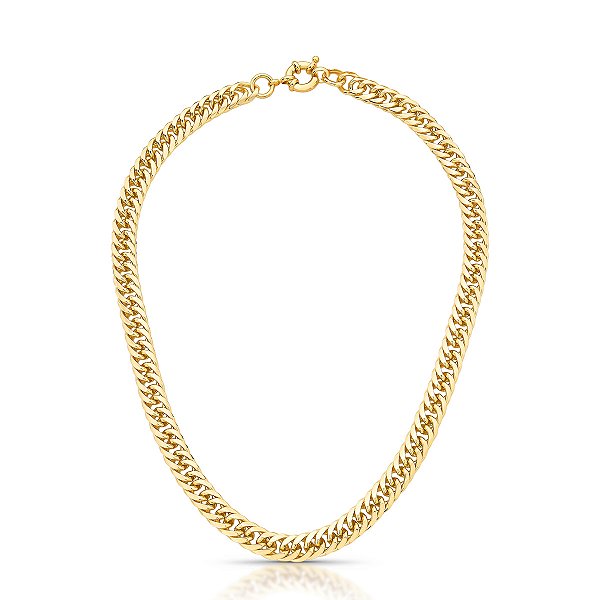 CHOCKER DOURADA ELOS GROUMET E ELOS PORTUGUESES - FECHO BOIA - 40CM + 10CM EXTENSOR