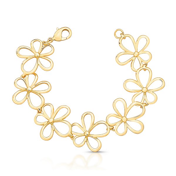 PULSEIRA DOURADA FLOR VAZADA - COM EXTENSOR