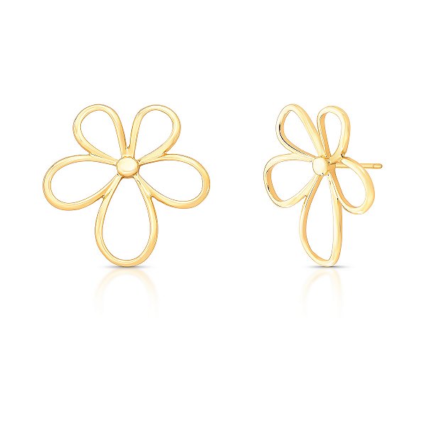 BRINCO DOURADO FLOR VAZADA