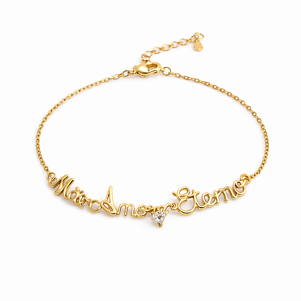 PULSEIRA DOURADA COM ESCRITA MÃE AMOR ETERNO - 18CM + 5CM EXTENSOR