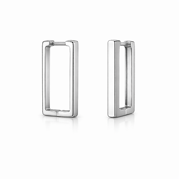 ARGOLA PRATA MODELO RETANGULAR LISA - 19MM