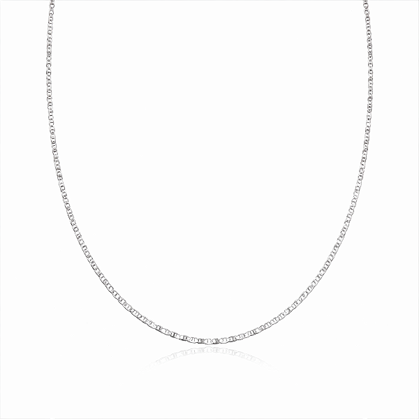 CORRENTE PRATA ELO PIASTRINE FINO - 60CM