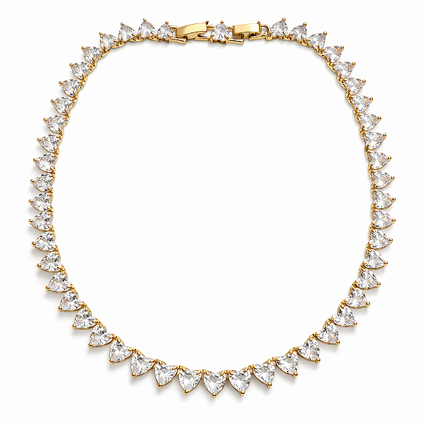 CHOCKER DOURADA MODELO RIVIERA DE CORAÇÕES 40CM