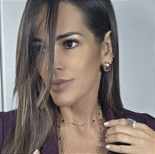 CHOCKER DOURADA COM BOLINHAS OVAIS ACHATADAS E LISAS 30CM