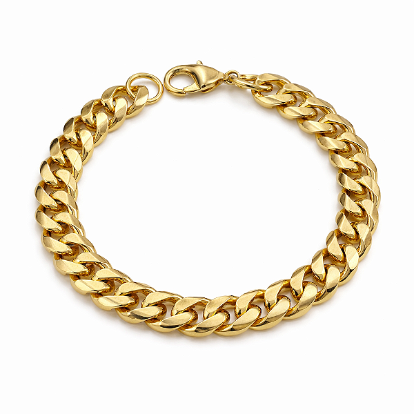 PULSEIRA DOURADA DE ELOS MODELO GROUMET - 9MM - 18cm