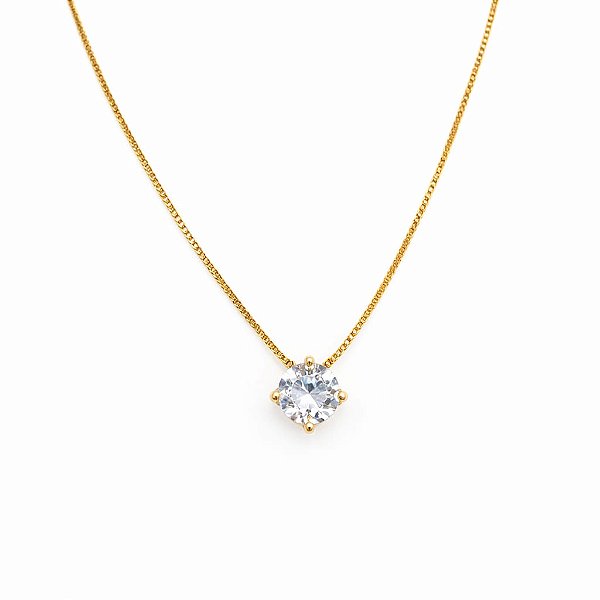 COLAR DOURADO COM PINGENTE DE PONTO DE LUZ MÉDIO 8MM - 45CM + EXTENSOR