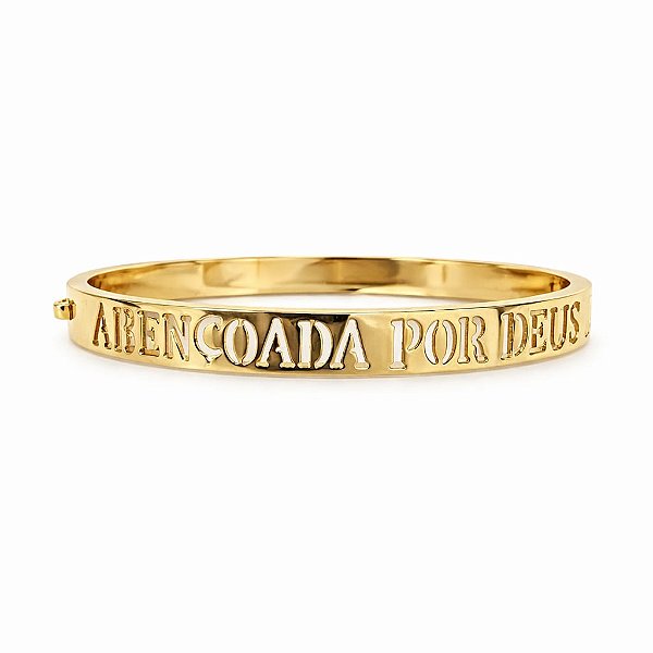 BRACELETE DOURADO COM ESCRITA VAZADA ( ABENÇOADA POR DEUS)