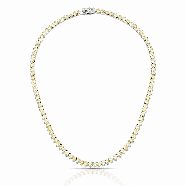 CHOCKER RÓDIO BRANCO MODELO RIVIERA 3 PONTAS ZIRCÔNIAS YELLOW FANCY - 40CM -3,8MM