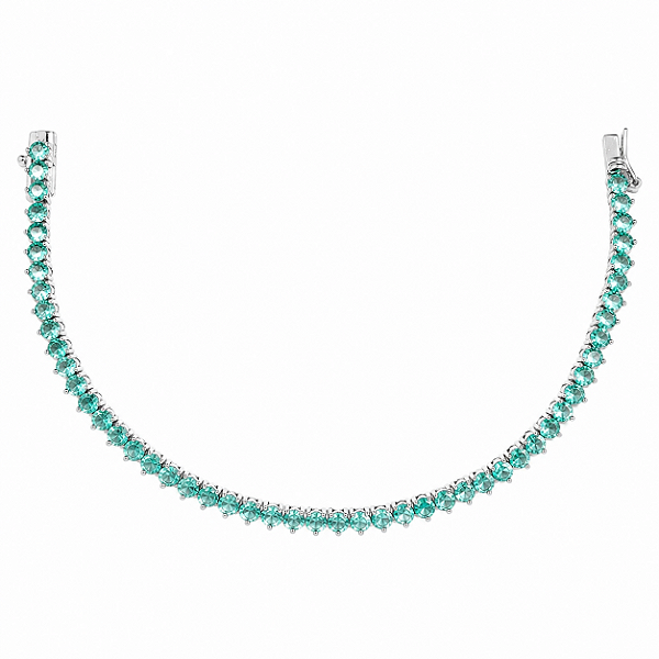PULSEIRA RIVIERA EM RÓDIO BRANCO COR VERDE TAFFANY - 18CM