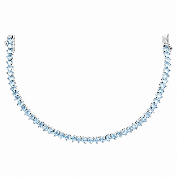 PULSEIRA RIVIERA EM RÓDIO BRANCO COR AZUL CLARO - 18CM