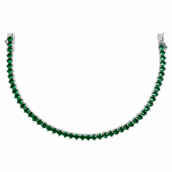 PULSEIRA RIVIERA EM RÓDIO BRANCO COR VERDE BANDEIRA - 18CM