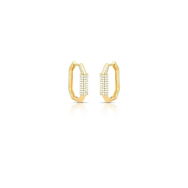 ARGOLA DOURADO SEXTAVA DA COM ZIRCÔNIAS NA FRENTE - 19MM X 15,5MM