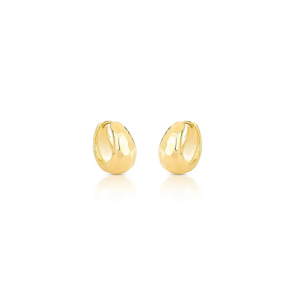 ARGOLA DOURADA ARGOLA FACETADA LISA - 17MM X 15MM