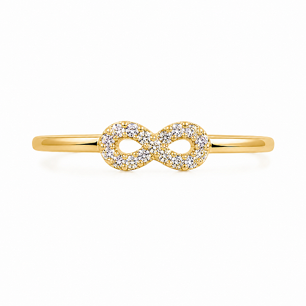 ANEL DOURADO COM INFINITO MICROCRAVEJADO COM ZIRCÔNIAS BRANCAS