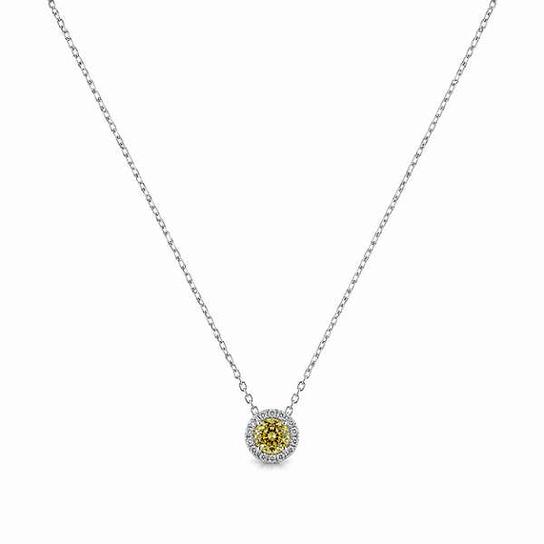 CHOCKER EM RÓDIO BRANCO COM PONTO DE LUZ AMARELO E MICROZIRCÔNIAS AO REDOR - 8,2MM
