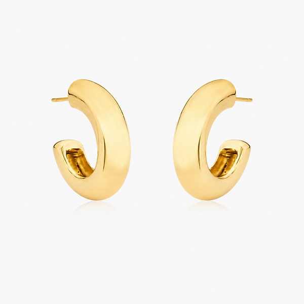 ARGOLA DOURADA COM TARRACHA LISA ABAULADA 6,6MM LARGURA E 24,5MM DE ALTURA
