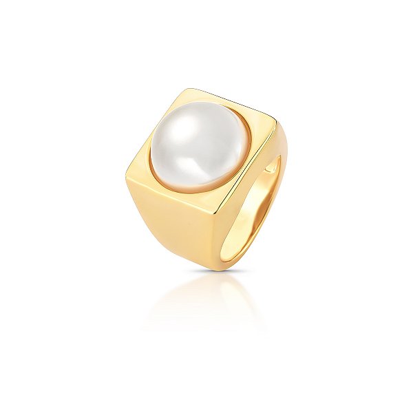 ANEL DOURADO DE DEDINHO COM PÉROLA SHELL