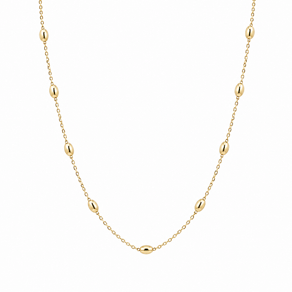 COLAR DOURADO MODELO CARTIER COM BOLINHAS OVAIS E ESPAÇADAS 80CM