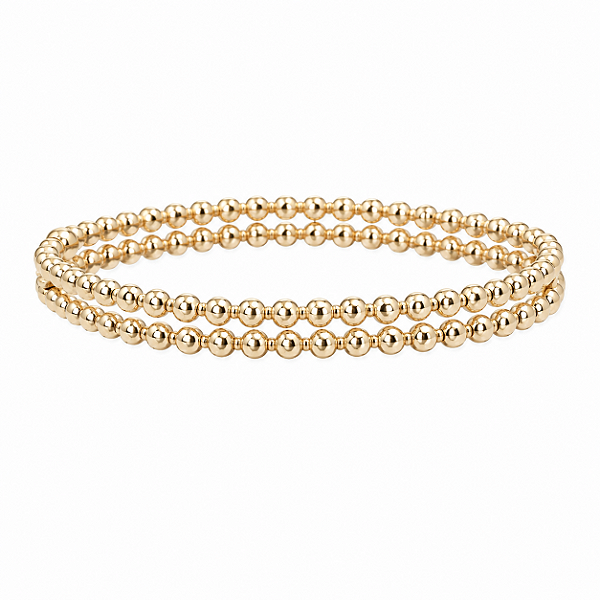 BRACELETE DOURADO DUAS FILEIRAS DE BOLINHAS 8MM