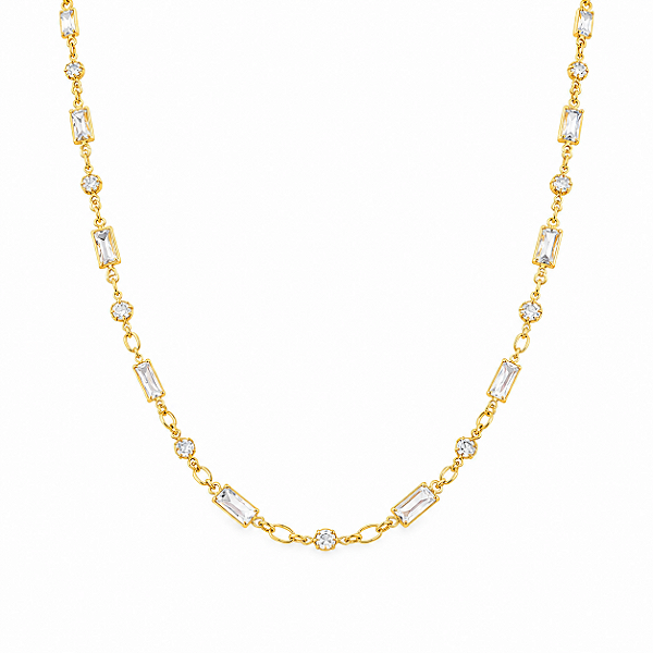 COLAR DOURADO COM PEDRAS RETANGULARES E REDONDAS