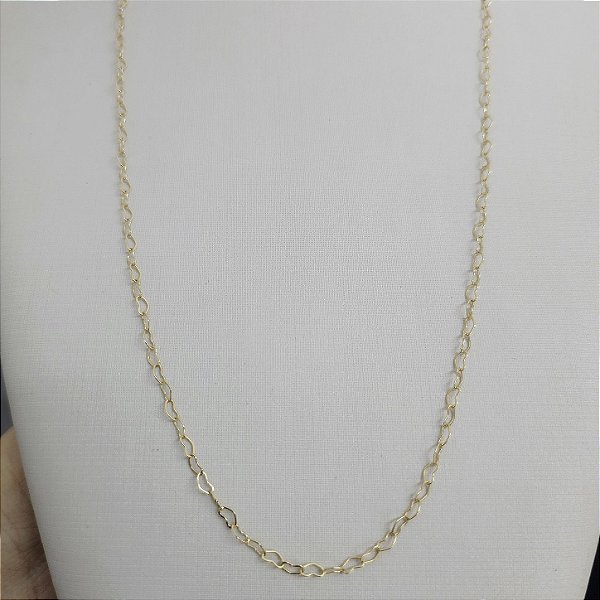 COLAR DOURADO ELOS CORAÇÕES VAZADOS - 60CM
