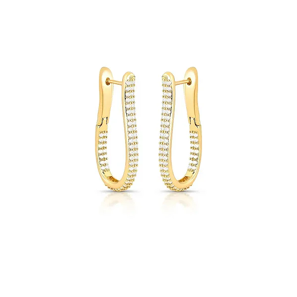 ARGOLA DOURADA EM GOTA COM FILEIRAS DE ZIRCÔNIAS - 3,7CM