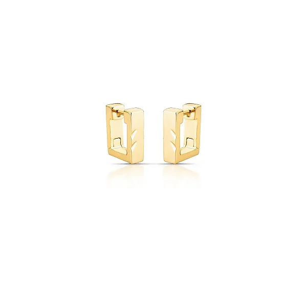 ARGOLA DOURADA RETANGULAR LISA TEXTURIZADA - 1,5CM