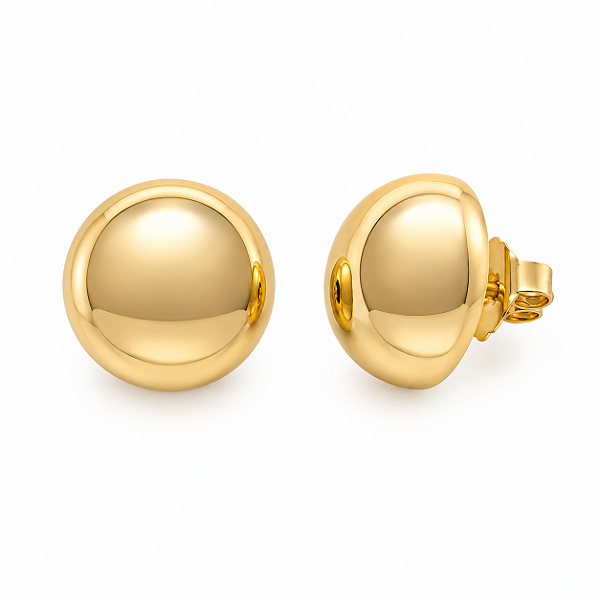BRINCO DOURADO MEIA ESFERA LISA 1,8CM