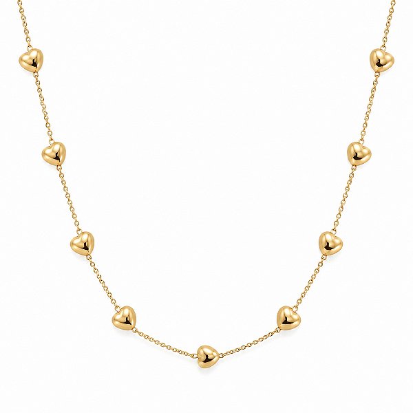 CHOCKER DOURADA DE ELOS E CORAÇÕES GORDINHOS - 40CM
