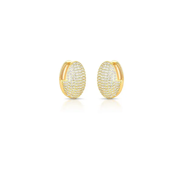 BRINCO DOURADO OVAL TODO CRAVEJADO