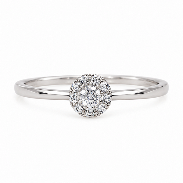ANEL DE PRATA SOLITÁRIO CRAVEJADO AO REDOR (MOISSANITE) 3MM